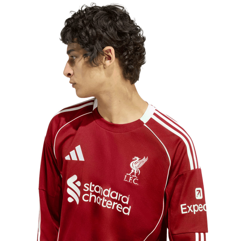 adidas Liverpool FC 25/26 Men's Long Sleeve Jersey (US, Alpha, Small, Regular, Regular, Strawberry Red)