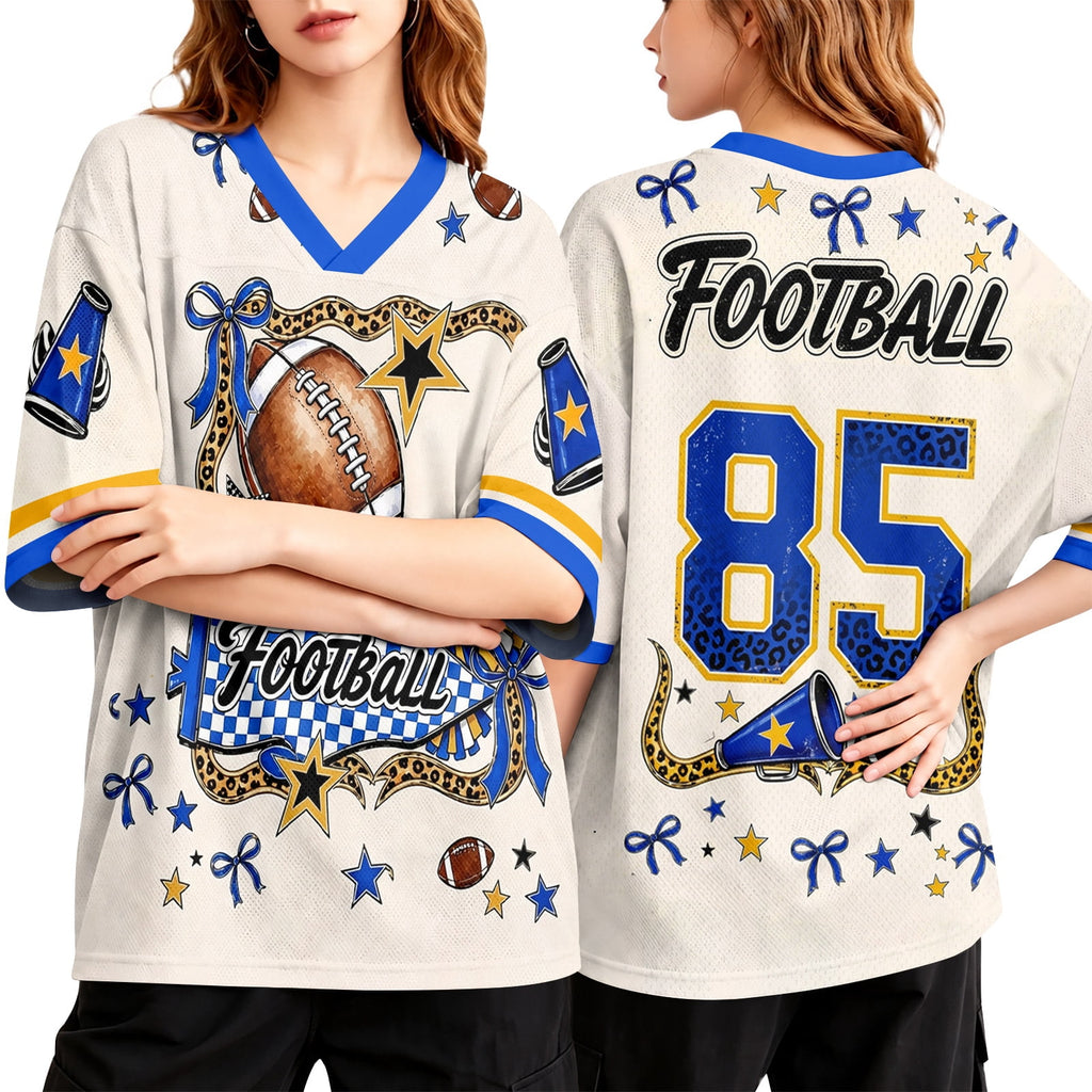 BFRGSIJ Women's Football Jersey V Neck Casual Short Sleeve Game Day Football Tee Shirt L