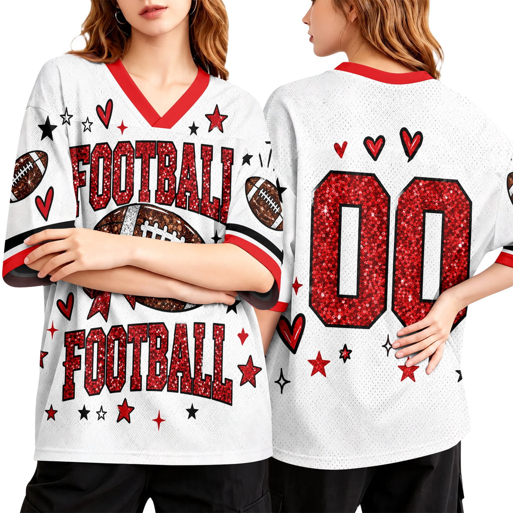Football Shirts for Women Short Sleeve V Neck Vintage Game Day Graphic Sports Mesh Jersey Purple M