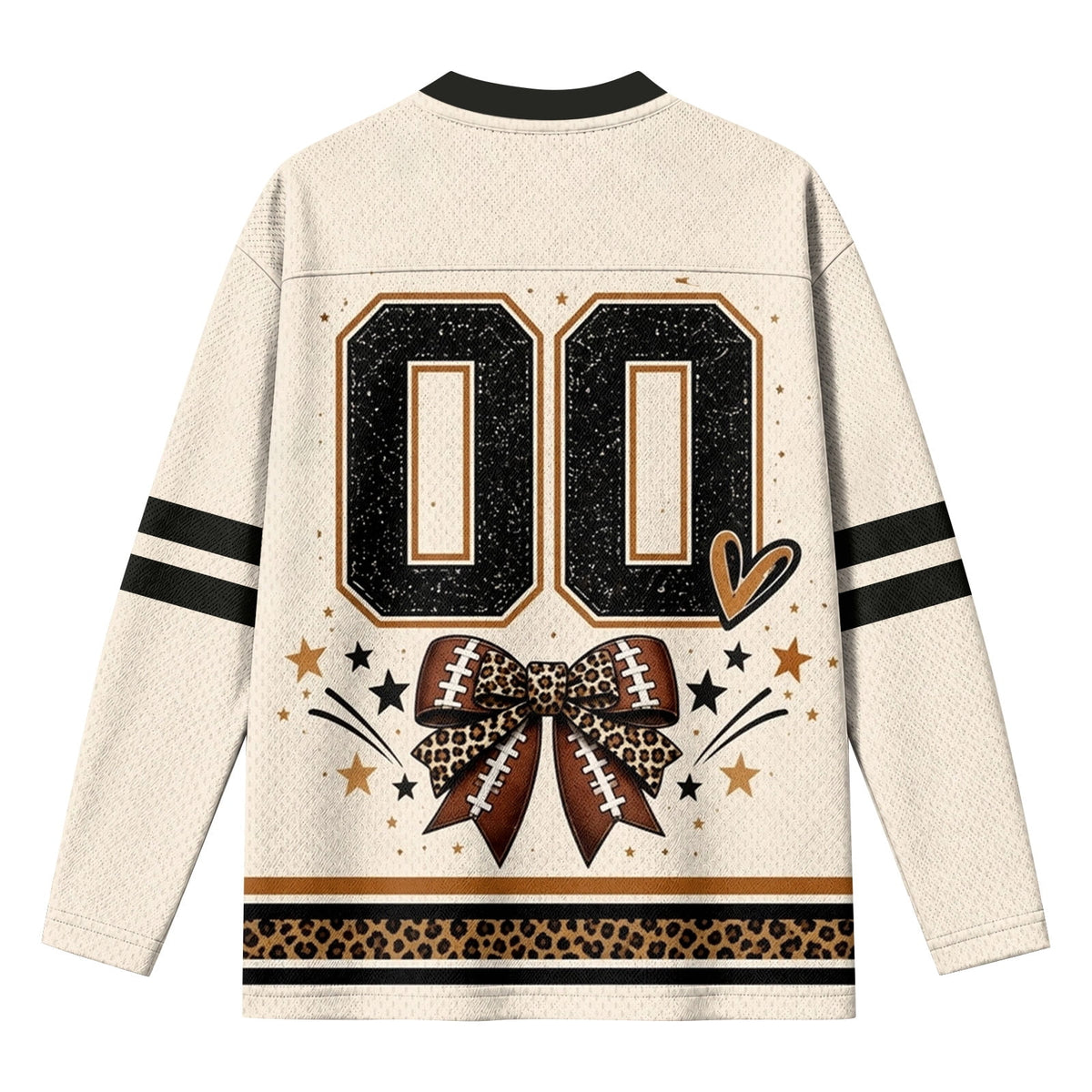 Football Shirts for Women Long Sleeve V Neck Vintage Game Day Graphic Sports Mesh Jersey Beige XL