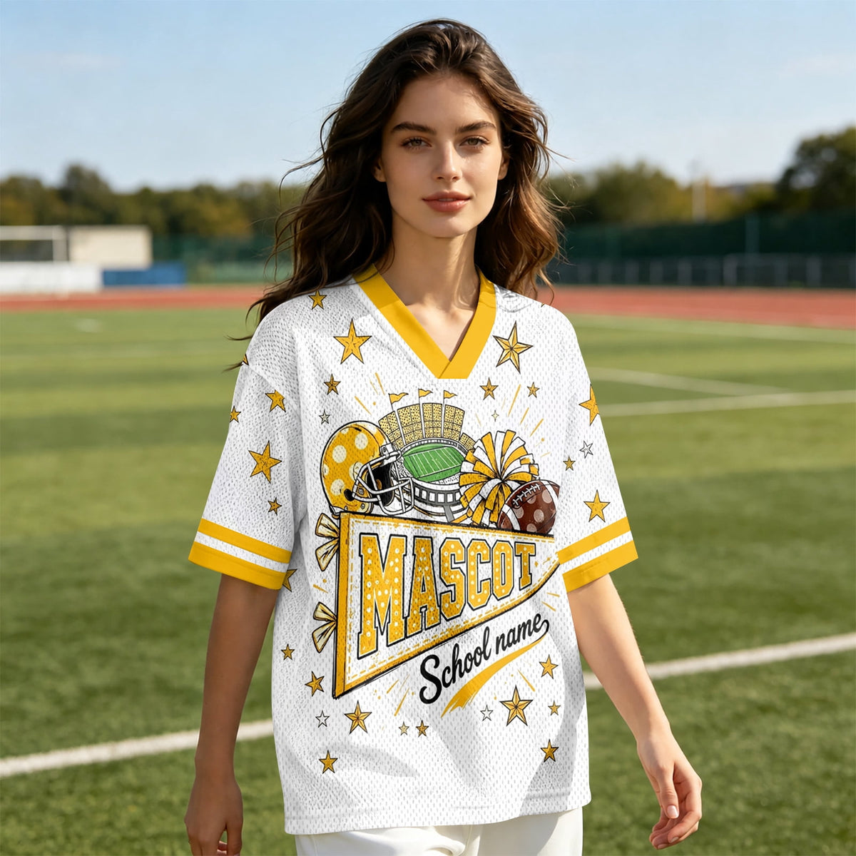Football Shirts for Women Short Sleeve V Neck Vintage Game Day Graphic Sports Mesh Jersey Purple M