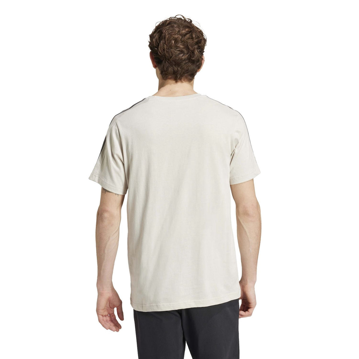 adidas Men's Essentials Single Jersey 3-Stripes T-Shirt, Medium Grey Heather/White