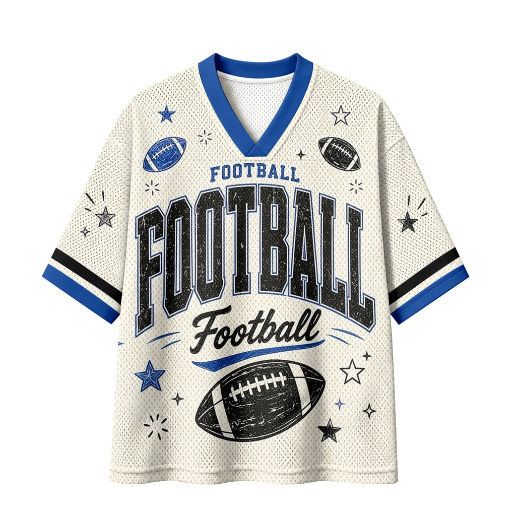 BFRGSIJ Football Mesh Jersey for Women Casual Short Sleeve V Neck Game Day Sports Fan Tee Shirt XL