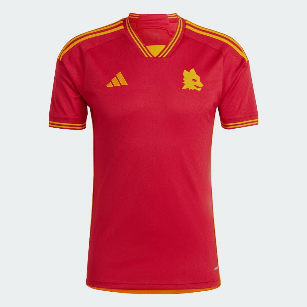 adidas Men's Soccer Roma 23/24 Home Jersey - Minimalist Design, AEROREADY Moisture-Wicking, Recycled Materials (as1, Alpha, m, Regular, Regular) Red