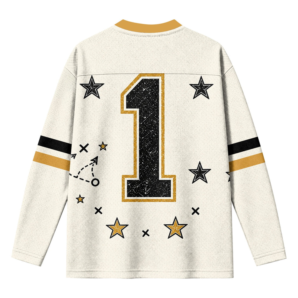 Football Shirts for Women Long Sleeve V Neck Vintage Game Day Graphic Sports Mesh Jersey Beige XL