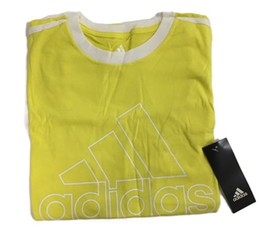 Adidas Big Boys 3-Stripes Graphic Logo Jersey T-Shirt Yellow/White AA6713 Size XLarge
