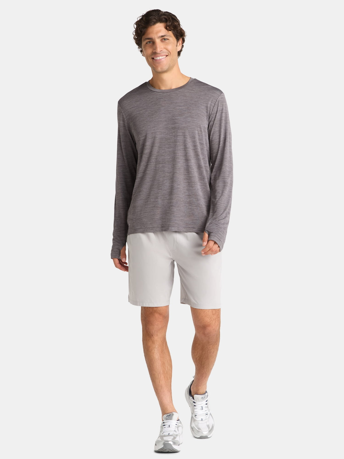 Athletic Works Men's Long-Sleeve Jersey Tee with Thumbhole Cuffs, Sizes XS-5XL