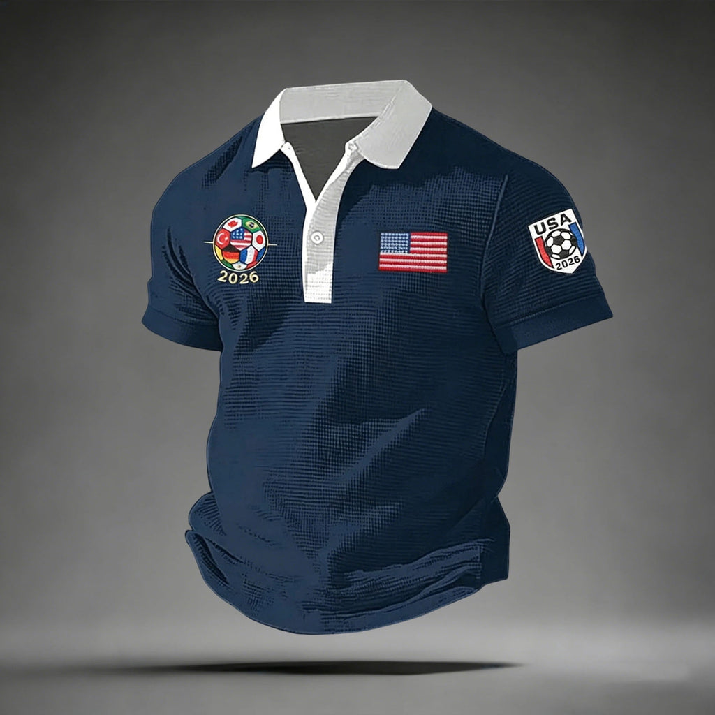 2026 Usa Soccer Mens Polo Shirts Short Sleeve Casual Collared Pullover Summer Tops Soccer Shirt for Men Indoor Outdoor Activities Daily Wear