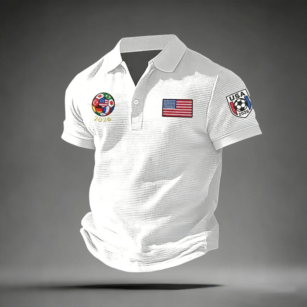 2026 Usa Soccer Mens Polo Shirts Short Sleeve Casual Collared Pullover Summer Tops Soccer Shirt for Men Indoor Outdoor Activities Daily Wear