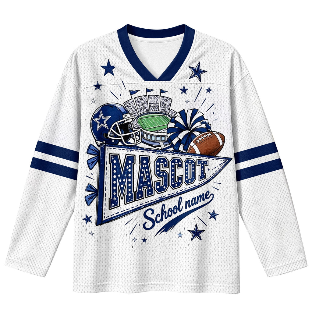 Football Shirts for Women Long Sleeve V Neck Vintage Game Day Graphic Sports Mesh Jersey Beige XL