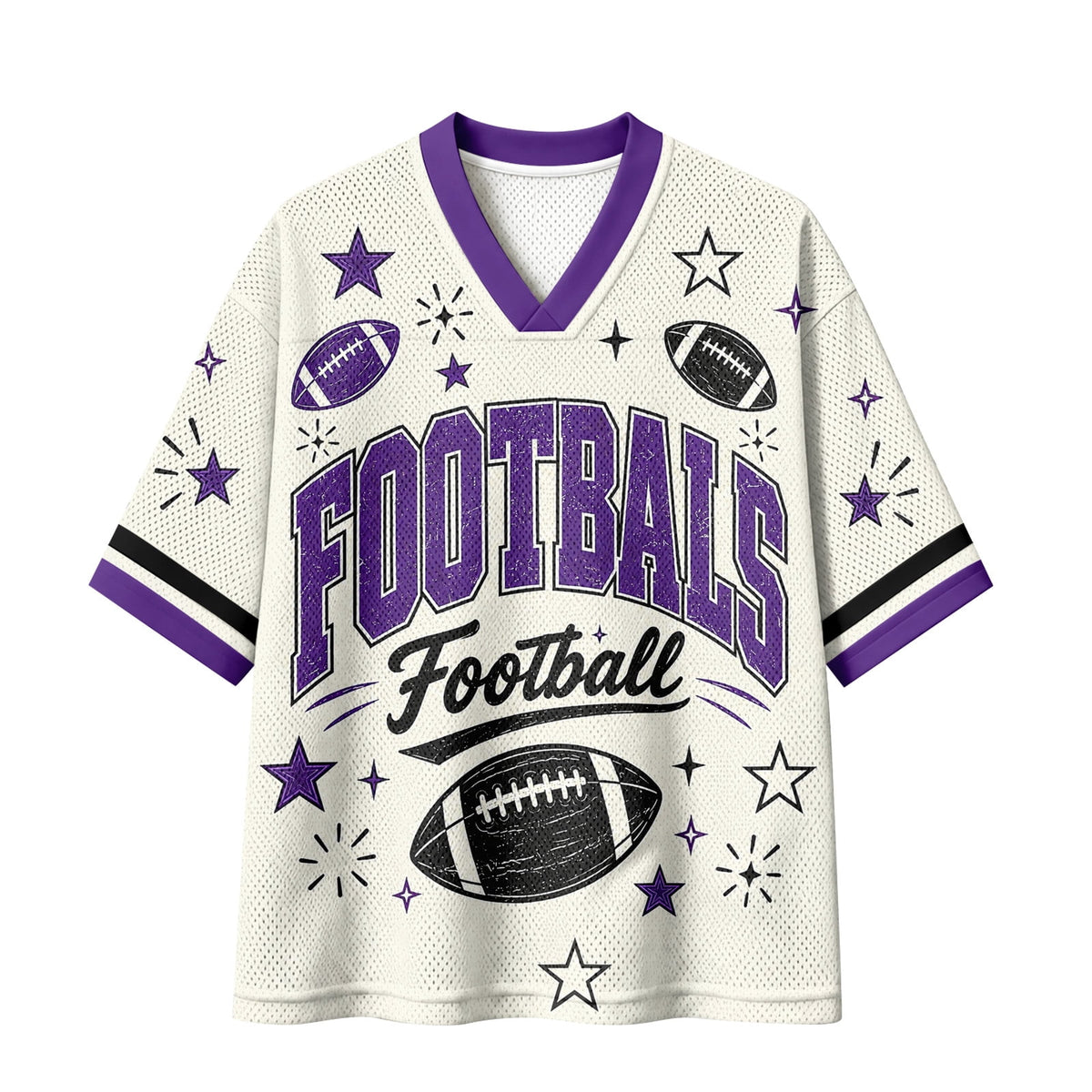 BFRGSIJ Football Mesh Jersey for Women Casual Short Sleeve V Neck Game Day Sports Fan Tee Shirt XL