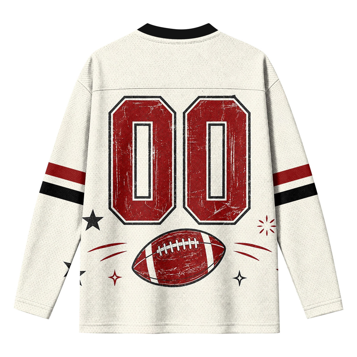 Football Shirts for Women Long Sleeve V Neck Vintage Game Day Graphic Sports Mesh Jersey Beige XL