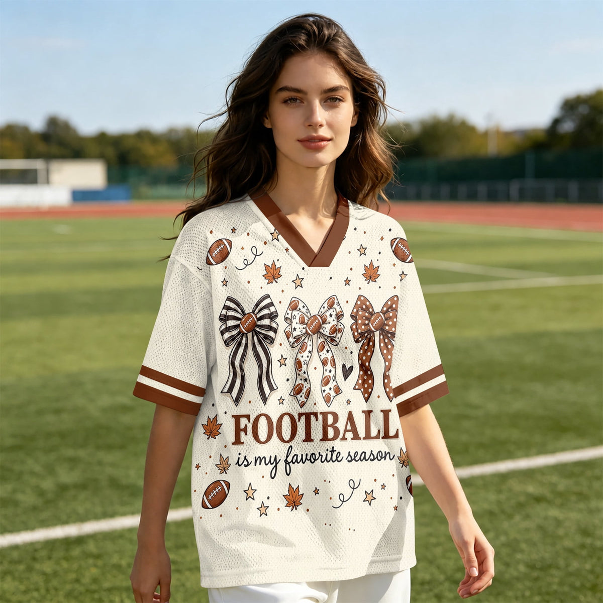 Football Shirts for Women Short Sleeve V Neck Vintage Game Day Graphic Sports Mesh Jersey Purple M