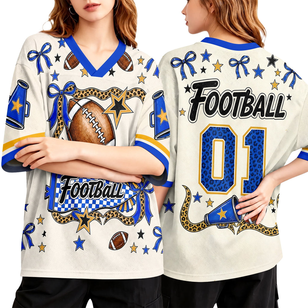 BFRGSIJ Women's Football Jersey V Neck Casual Short Sleeve Game Day Football Tee Shirt L