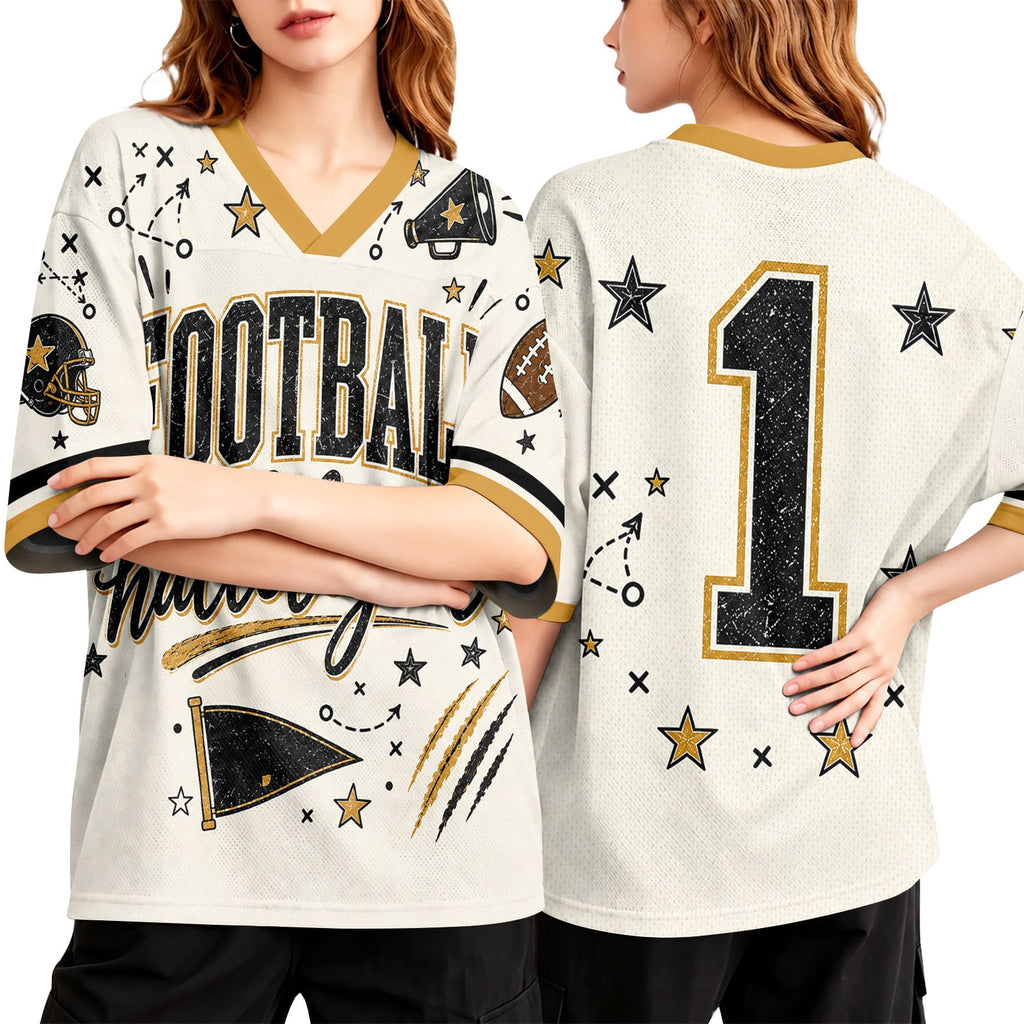 BFRGSIJ Women's Football Game Day Mesh Jersey V Neck Short Sleeve Top Leopard Bow Football Graphic Casual Sport Shirt for Game Day XL