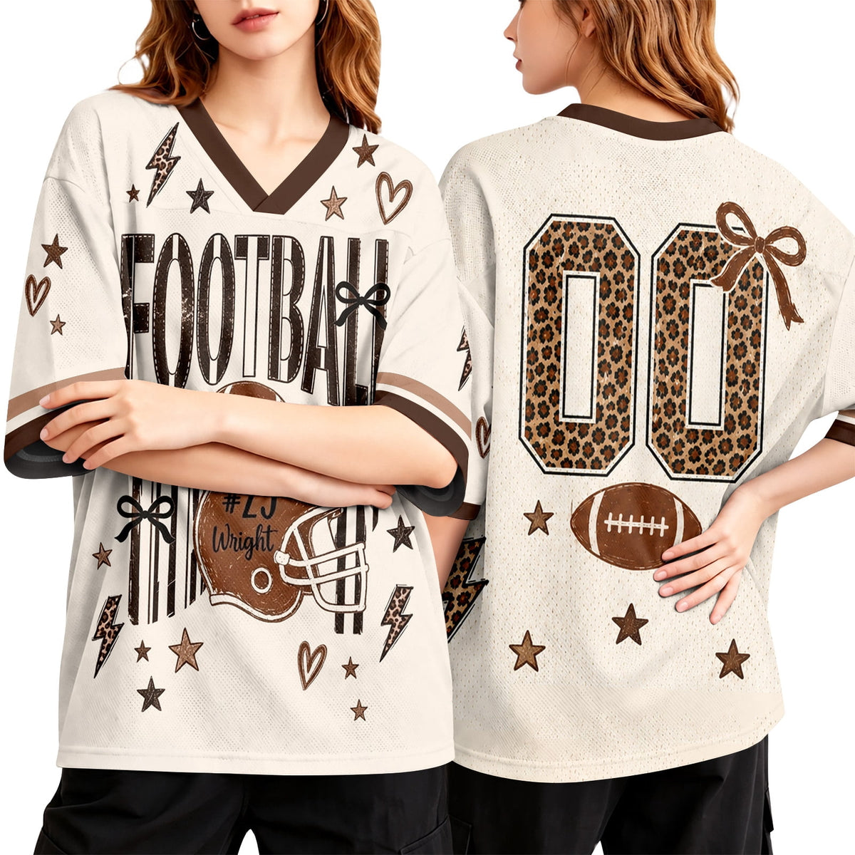 Football Shirts for Women Short Sleeve V Neck Vintage Game Day Graphic Sports Mesh Jersey Purple M