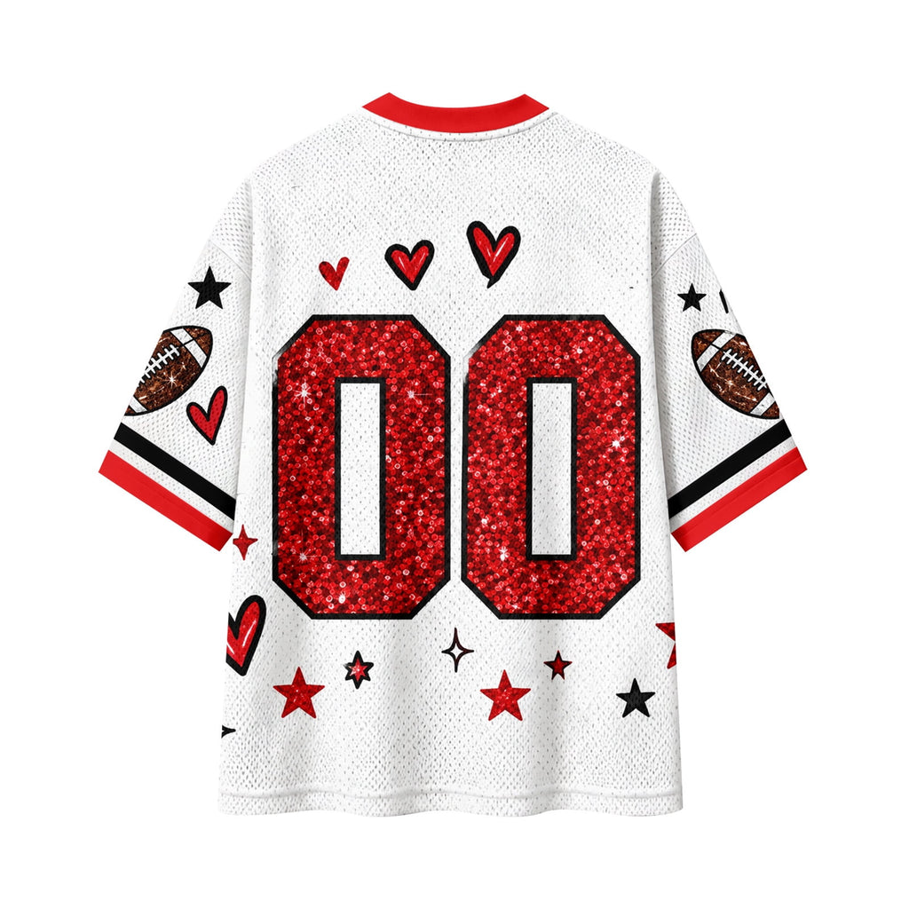BFRGSIJ Women's Football Game Day Mesh Jersey V Neck Short Sleeve Top Leopard Bow Football Graphic Casual Sport Shirt for Game Day XL