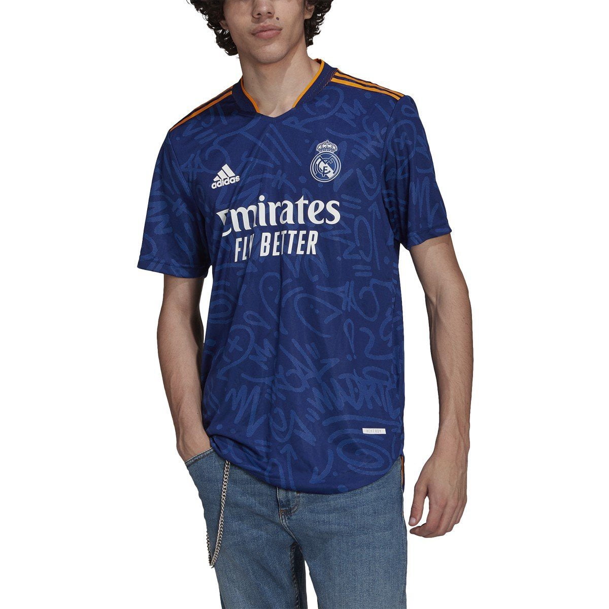 adidas Men's Real Madrid 21/22 Away Authentic Jersey (Victory Blue, Small)