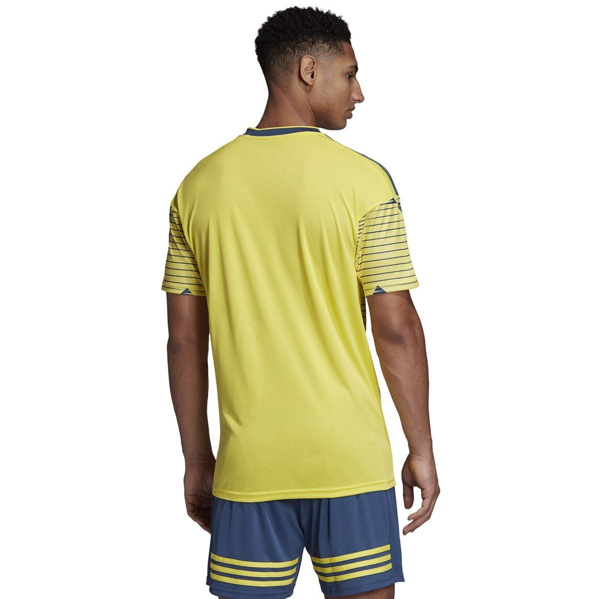 adidas Men's FCF Colombia Home Soccer Jersey (Small) Light Yellow/Night Marine