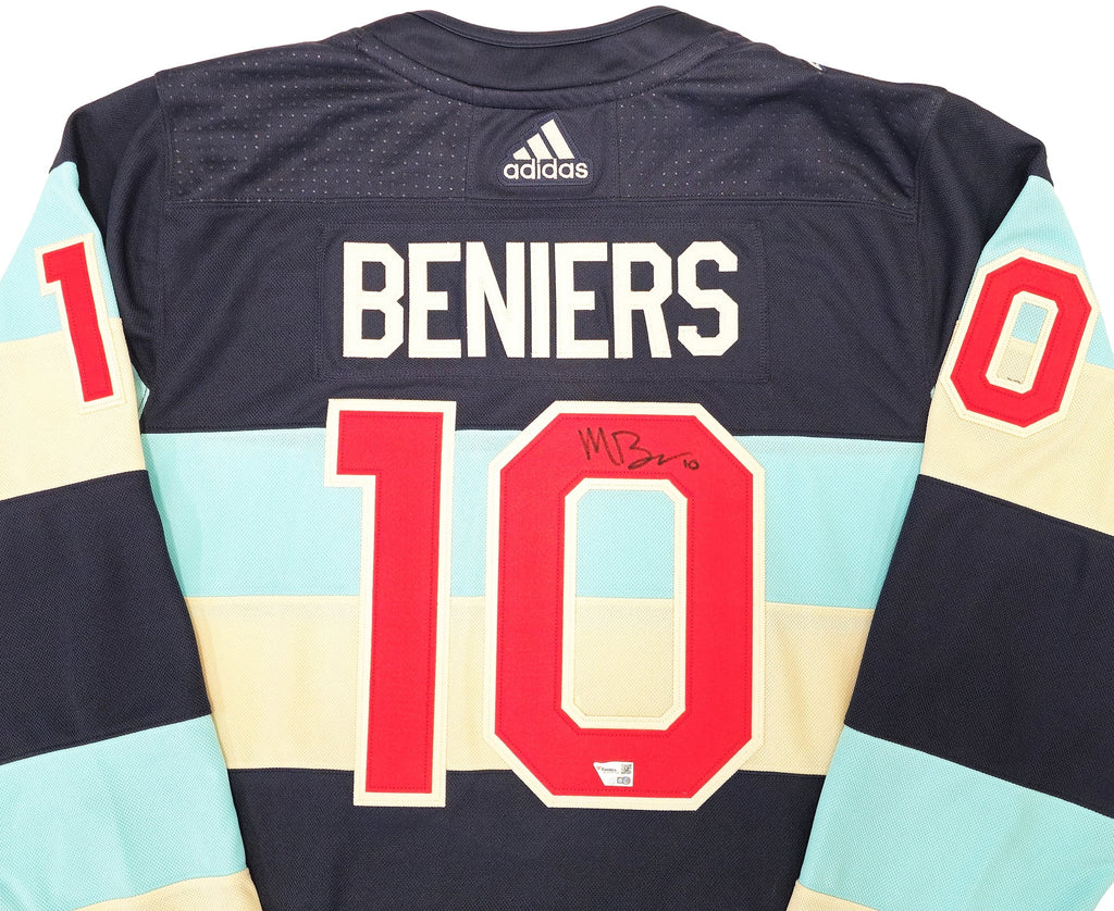 Seattle Kraken Matty Beniers Autographed Blue & Cream Adidas 2024 Winter Classic Jersey Size 54 With Patch Fanatics Holo 223731