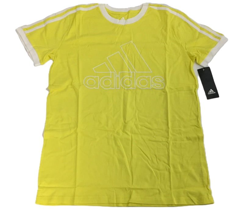 Adidas Big Boys 3-Stripes Graphic Logo Jersey T-Shirt Yellow/White AA6713 Size XLarge
