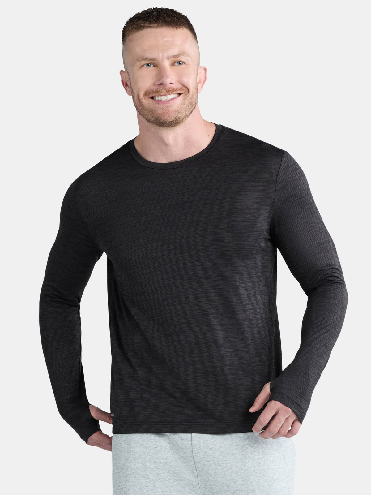 Athletic Works Men's Long-Sleeve Jersey Tee with Thumbhole Cuffs, Sizes XS-5XL