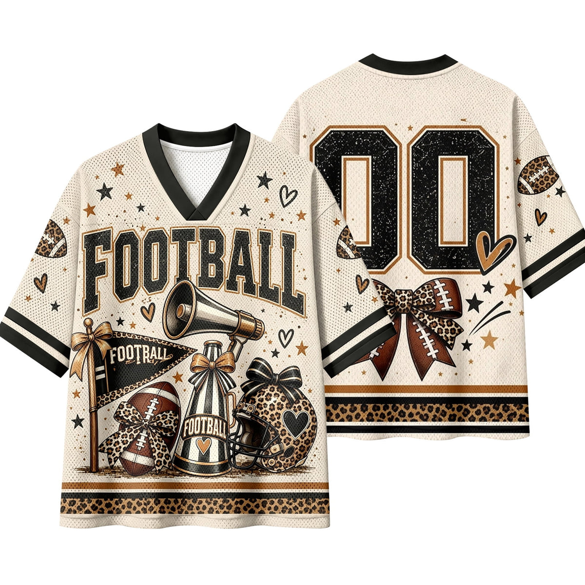 BFRGSIJ Football Mesh Jersey for Women Casual Short Sleeve V Neck Game Day Sports Fan Tee Shirt XL