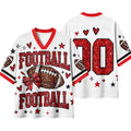 BFRGSIJ Women's Football Game Day Mesh Jersey V Neck Short Sleeve Top Leopard Bow Football Graphic Casual Sport Shirt for Game Day XL