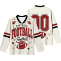 BFRGSIJ Women's Football Game Day Shirts Long Sleeve V Neck Mesh Jersey Vintage Football Graphic Casual Sport Top for Tailgate Party XL