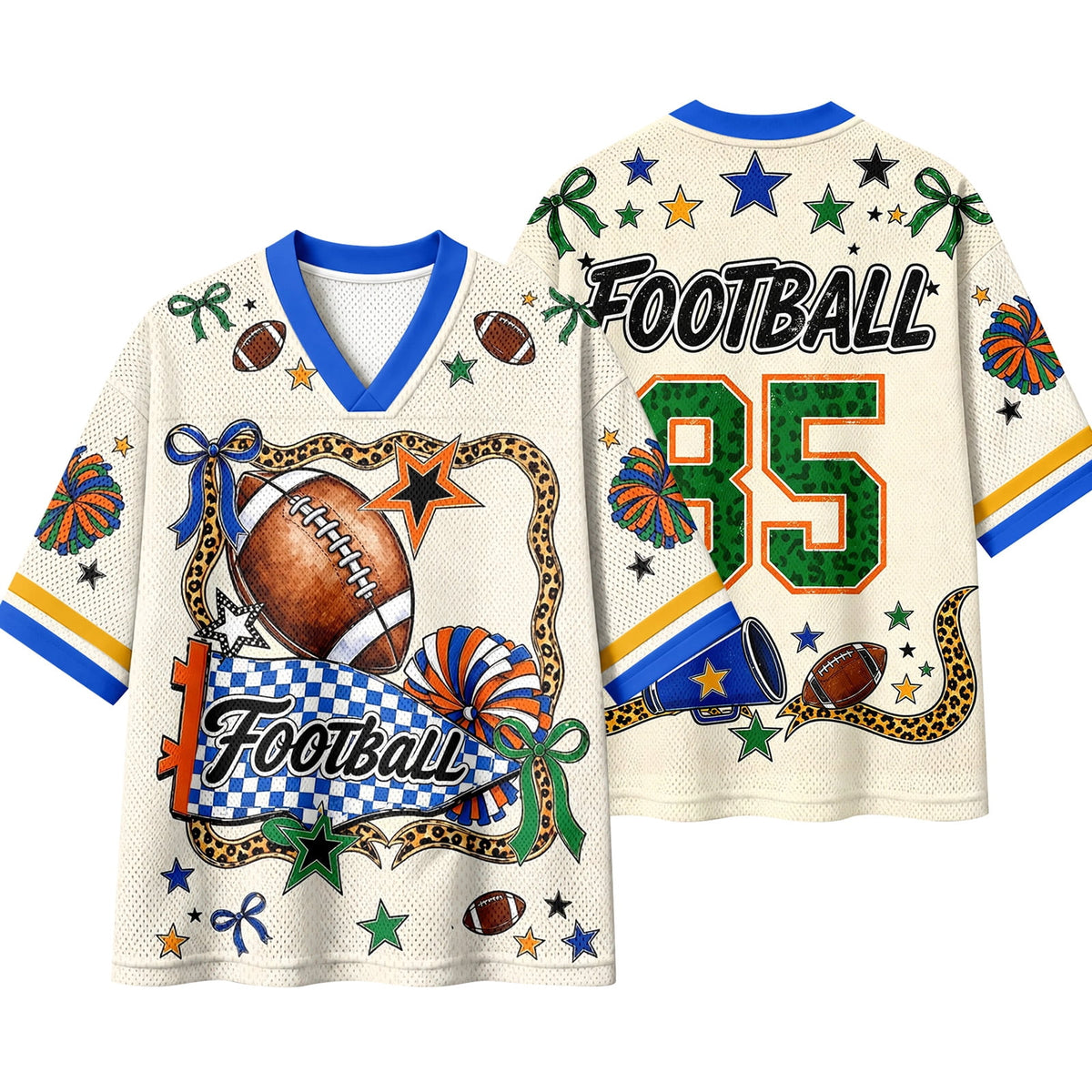 BFRGSIJ Women's Football Jersey V Neck Casual Short Sleeve Game Day Football Tee Shirt L
