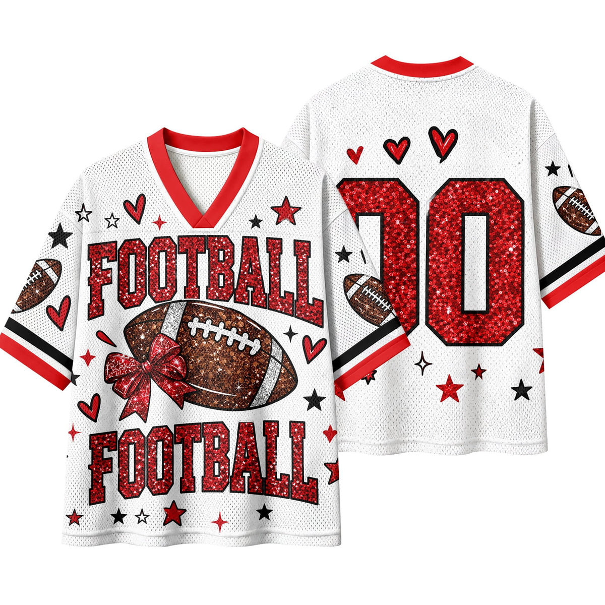 Football Shirts for Women Short Sleeve V Neck Vintage Game Day Graphic Sports Mesh Jersey Purple M