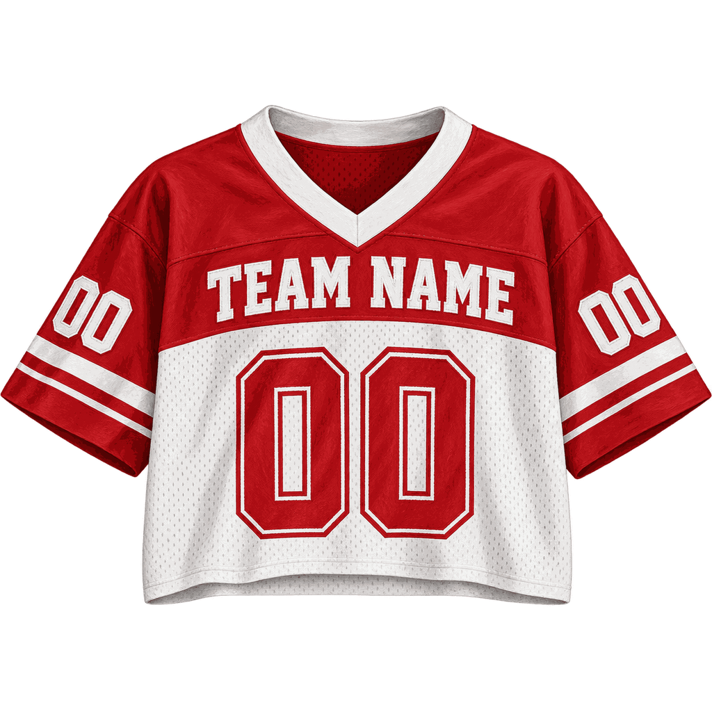 Lotusprint LLC Personalized Classic Crop Top Football Jersey, Custom Team Number Women Tee