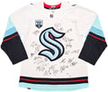Seattle Kraken Inaugural Season Team Signed Autographed White Adidas Jersey Size 54 With 24 Signatures Including Jordan Eberle, Jared McCann & Yanni Gourde #/50 Fanatics Holo 215412