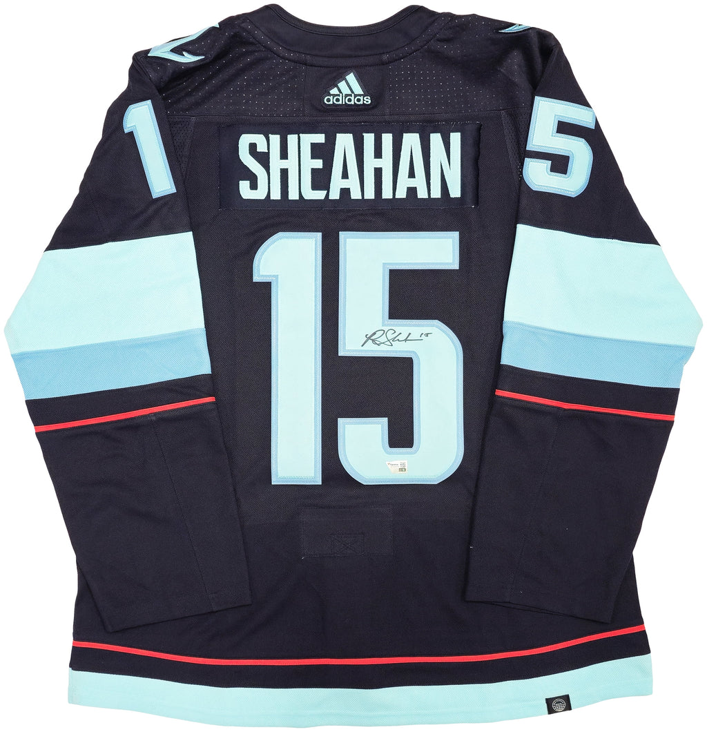 Seattle Kraken Riley Sheahan Autographed Blue Adidas Authentic Jersey Size 54 With Inaugural Season Patch Fanatics Holo 235589