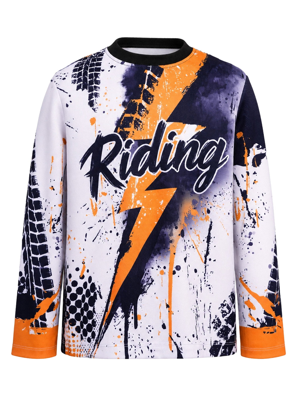 SiiRoh Kids Boys Biking Cycling Top Gymnastic Jerseys Letter Printed T-shirt Long Sleeve Biking Motorcycle Moisture-wicking Top Blue 14
