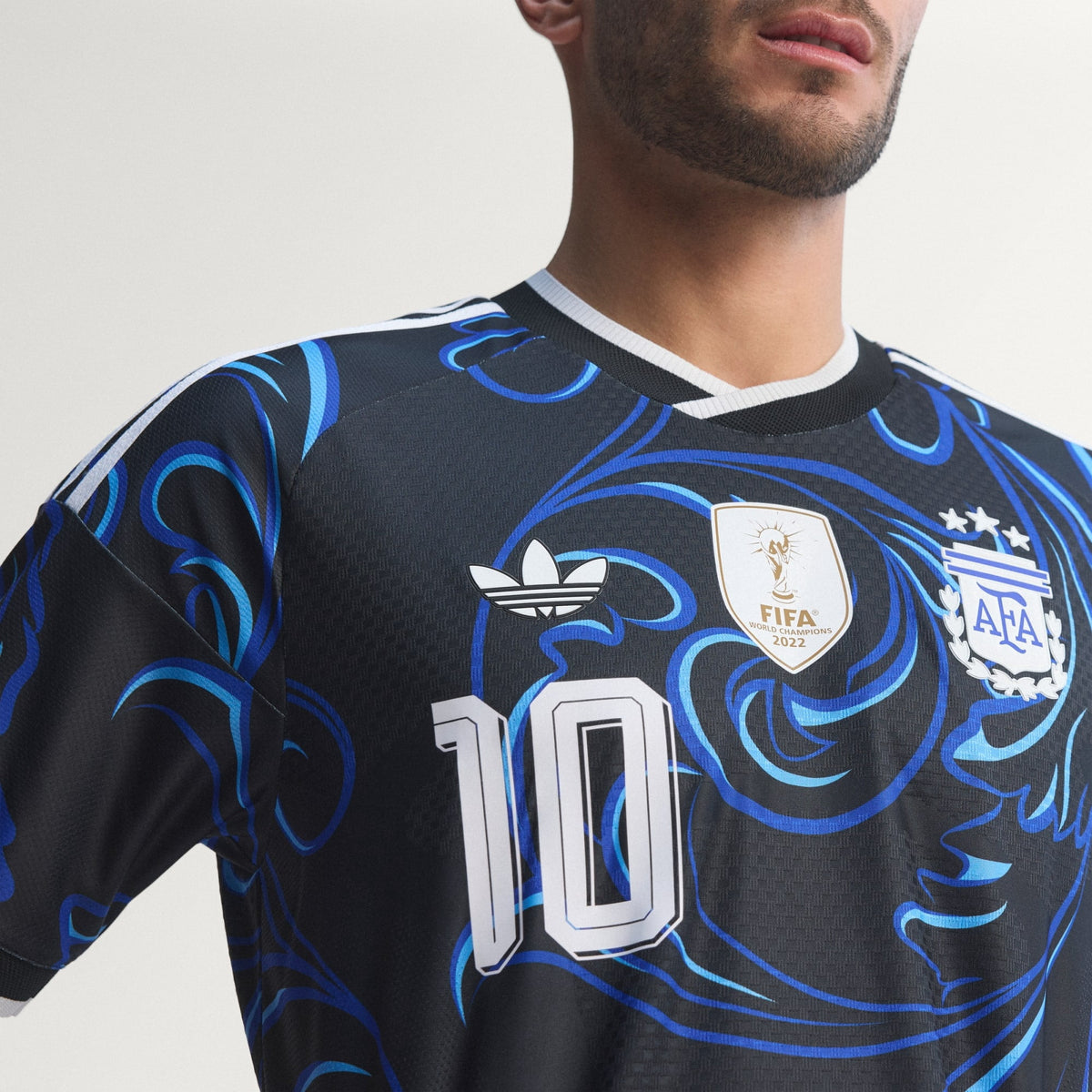 adidas Mens Argentina 2026 Away Authentic Jersey Messi Black/Lucid Blue/Blue Burst Medium