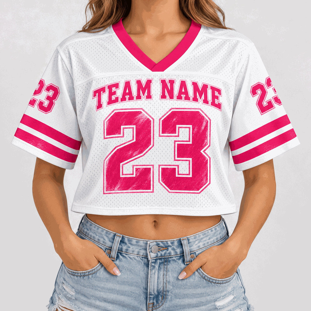 Lotusprint LLC Personalized Bold Crop Top Football Jersey, Custom Team Number Women Jersey