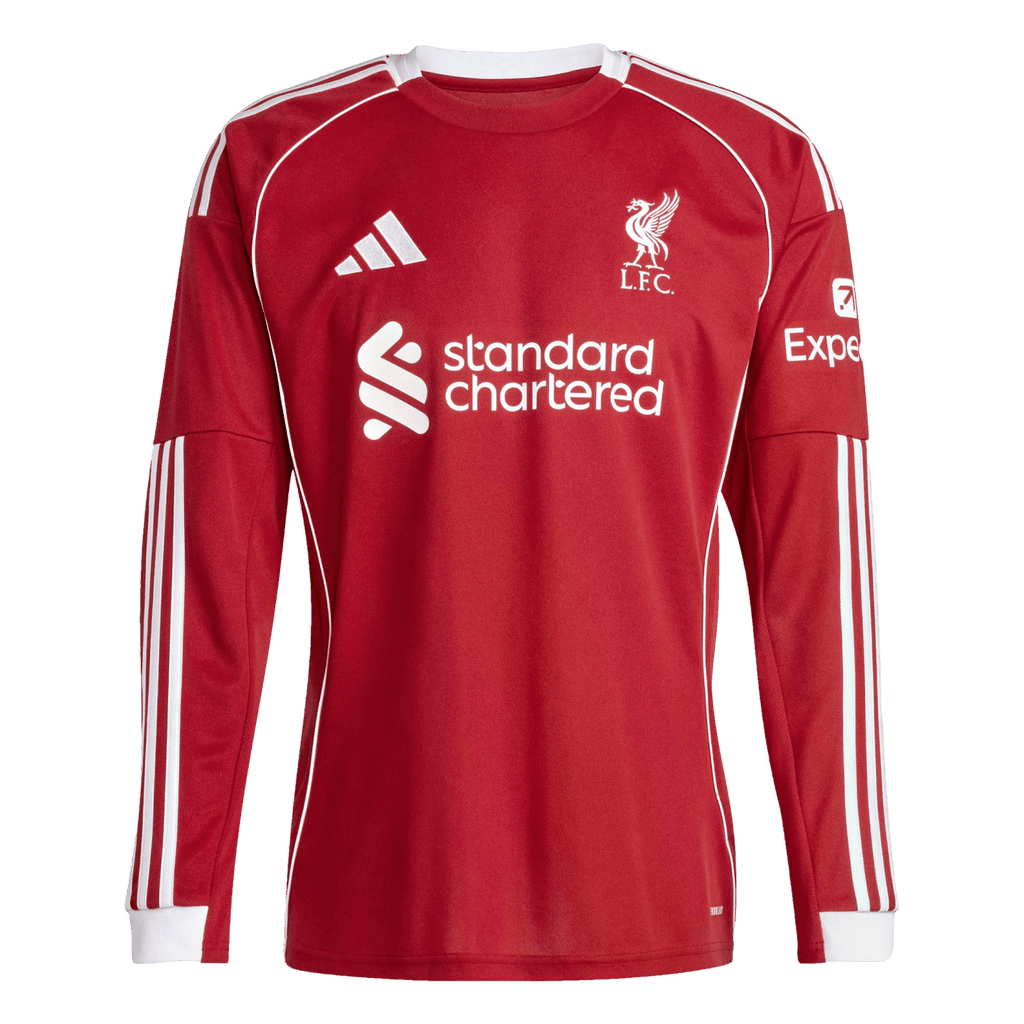 adidas Liverpool FC 25/26 Men's Long Sleeve Jersey (US, Alpha, Small, Regular, Regular, Strawberry Red)