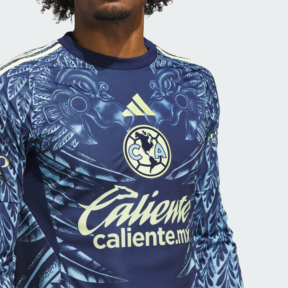 adidas Club America Away Men's L/S Soccer Jersey 25/26 (US, Alpha, Large, Regular, Regular, Blue)