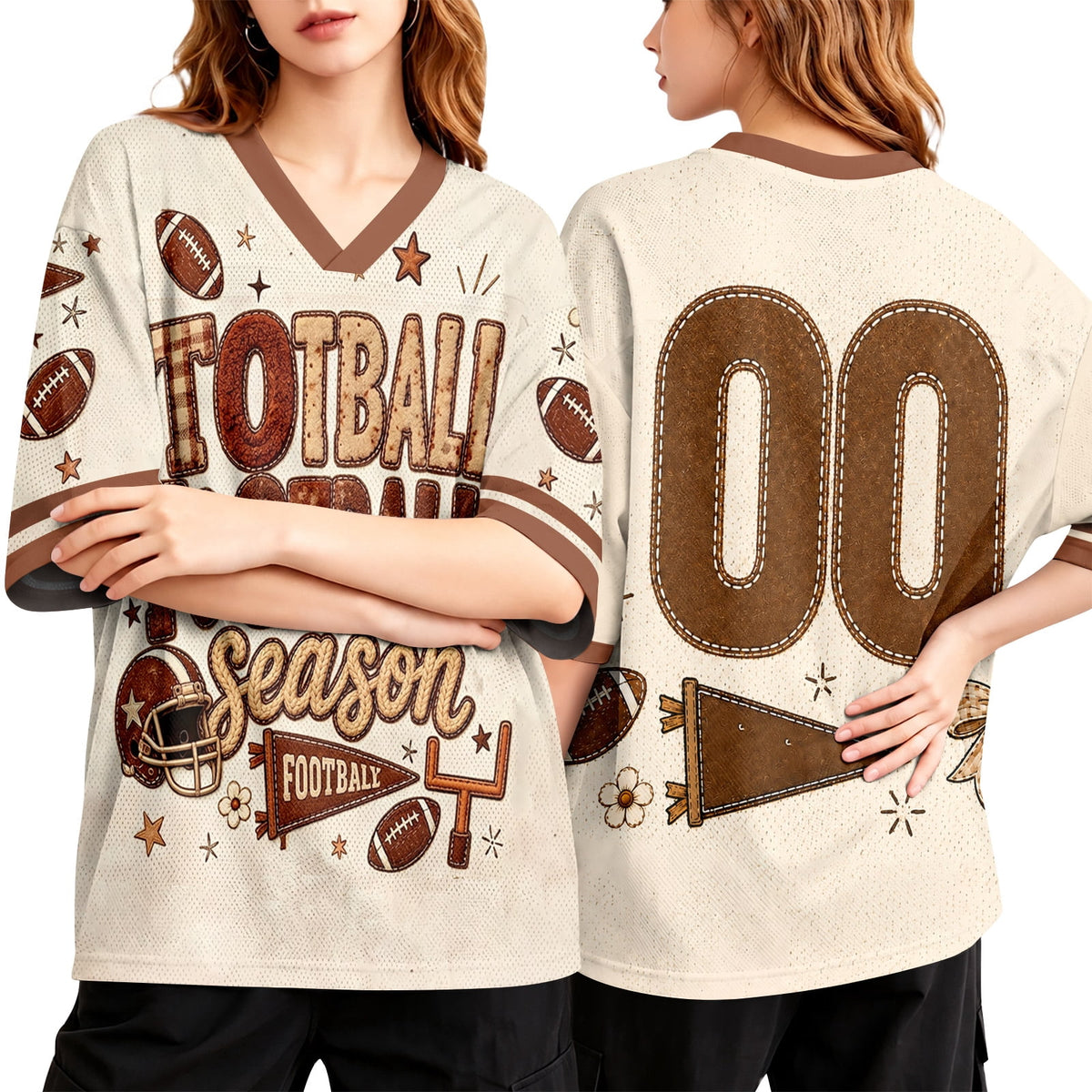Football Shirts for Women Short Sleeve V Neck Vintage Game Day Graphic Sports Mesh Jersey Purple M