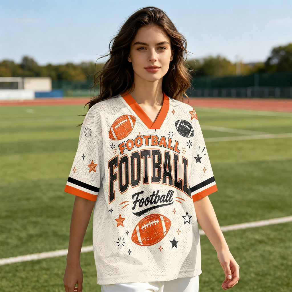 Football Shirts for Women Short Sleeve V Neck Vintage Game Day Graphic Sports Mesh Jersey Purple M