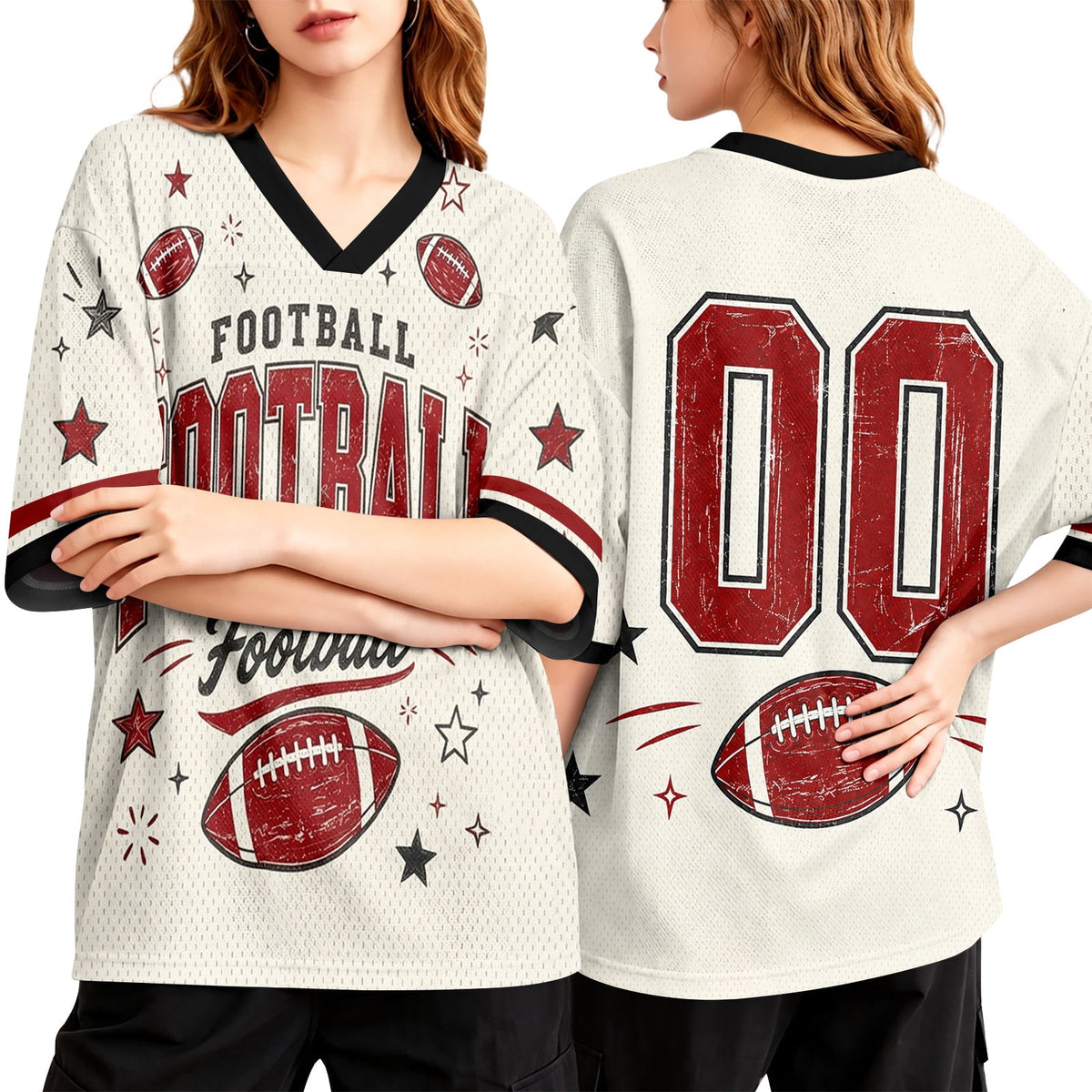 Football Shirts for Women Short Sleeve V Neck Vintage Game Day Graphic Sports Mesh Jersey Purple M