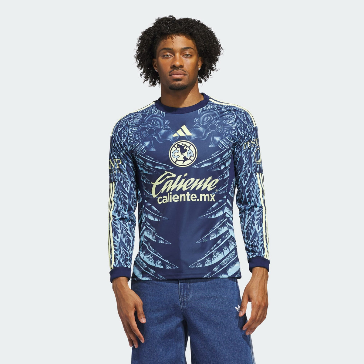 adidas Club America Away Men's L/S Soccer Jersey 25/26 (US, Alpha, Large, Regular, Regular, Blue)