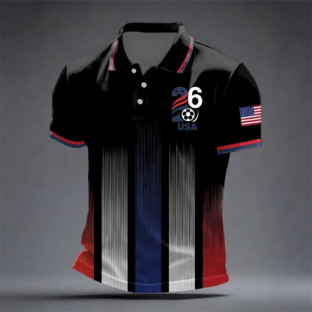 2026 Usa Soccer Mens Polo Shirts Short Sleeve Casual Collared Pullover Summer Tops Soccer Shirt for Men Indoor Outdoor Activities Daily Wear
