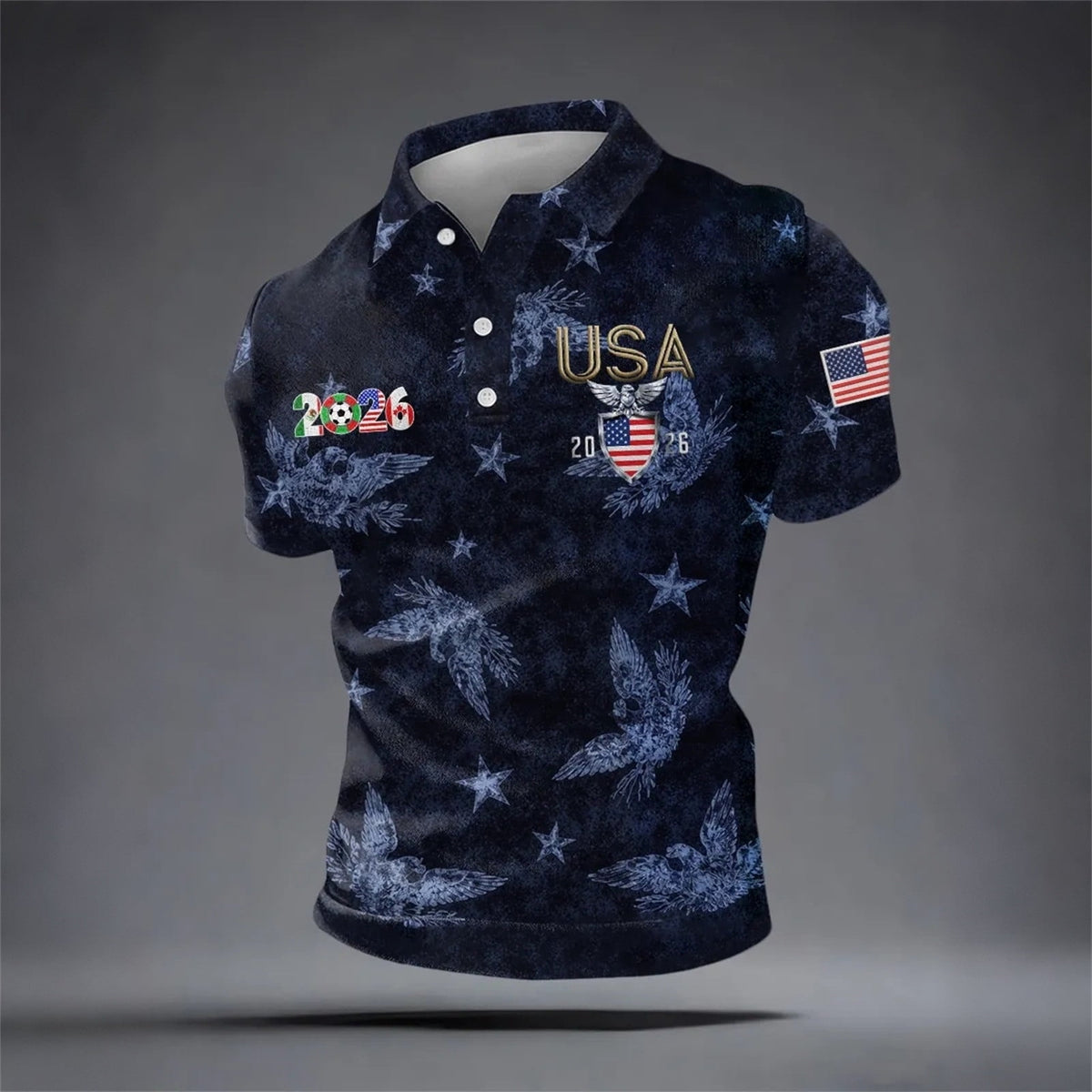 2026 Usa Soccer Mens Polo Shirts Short Sleeve Casual Collared Pullover Summer Tops Soccer Shirt for Men Indoor Outdoor Activities Daily Wear