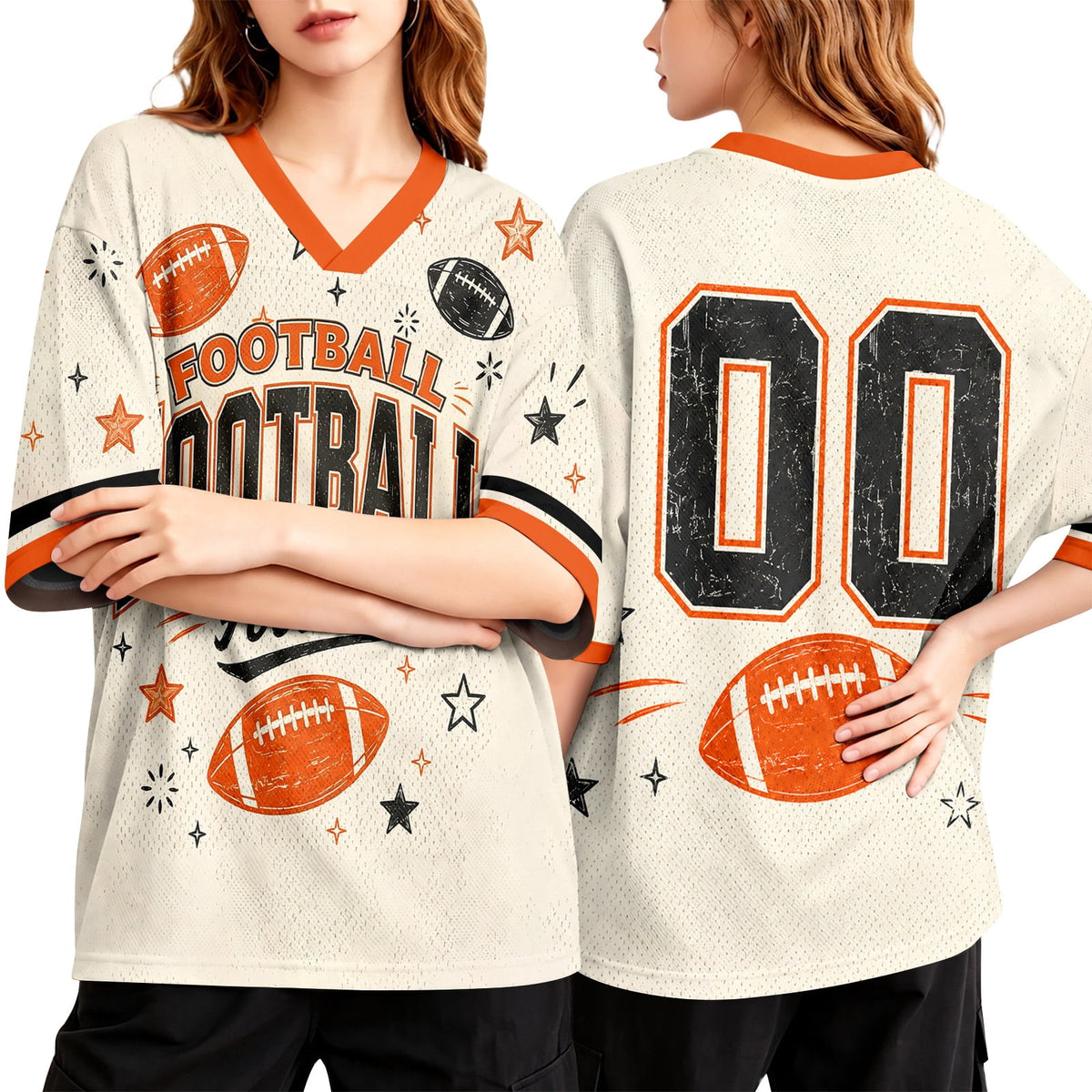 Football Shirts for Women Short Sleeve V Neck Vintage Game Day Graphic Sports Mesh Jersey Purple M