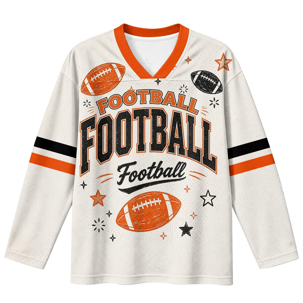 BFRGSIJ Women's Football Game Day Shirts Long Sleeve V Neck Mesh Jersey Vintage Football Graphic Casual Sport Top for Tailgate Party XL