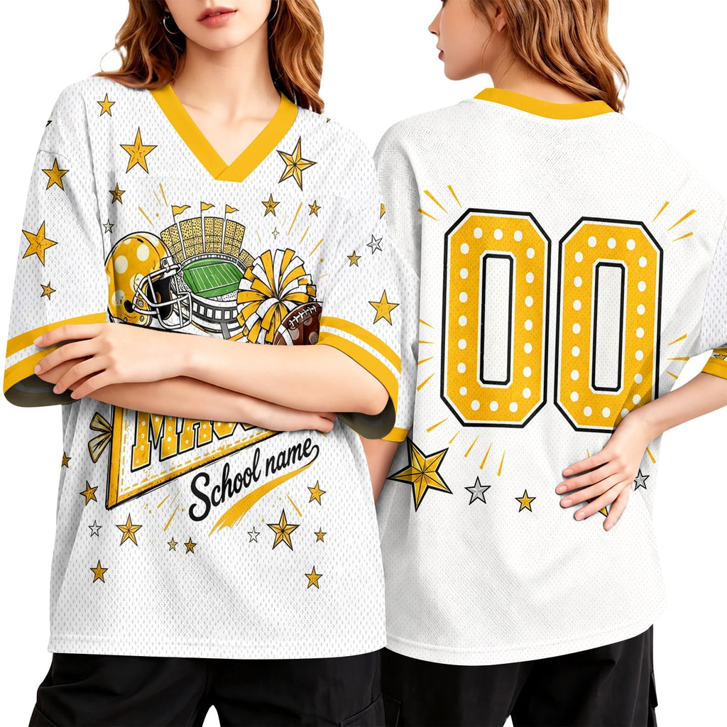 Football Shirts for Women Short Sleeve V Neck Vintage Game Day Graphic Sports Mesh Jersey Purple M