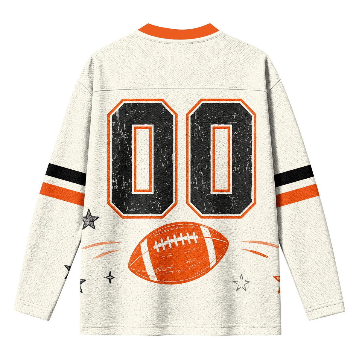 Football Shirts for Women Long Sleeve V Neck Vintage Game Day Graphic Sports Mesh Jersey Beige XL