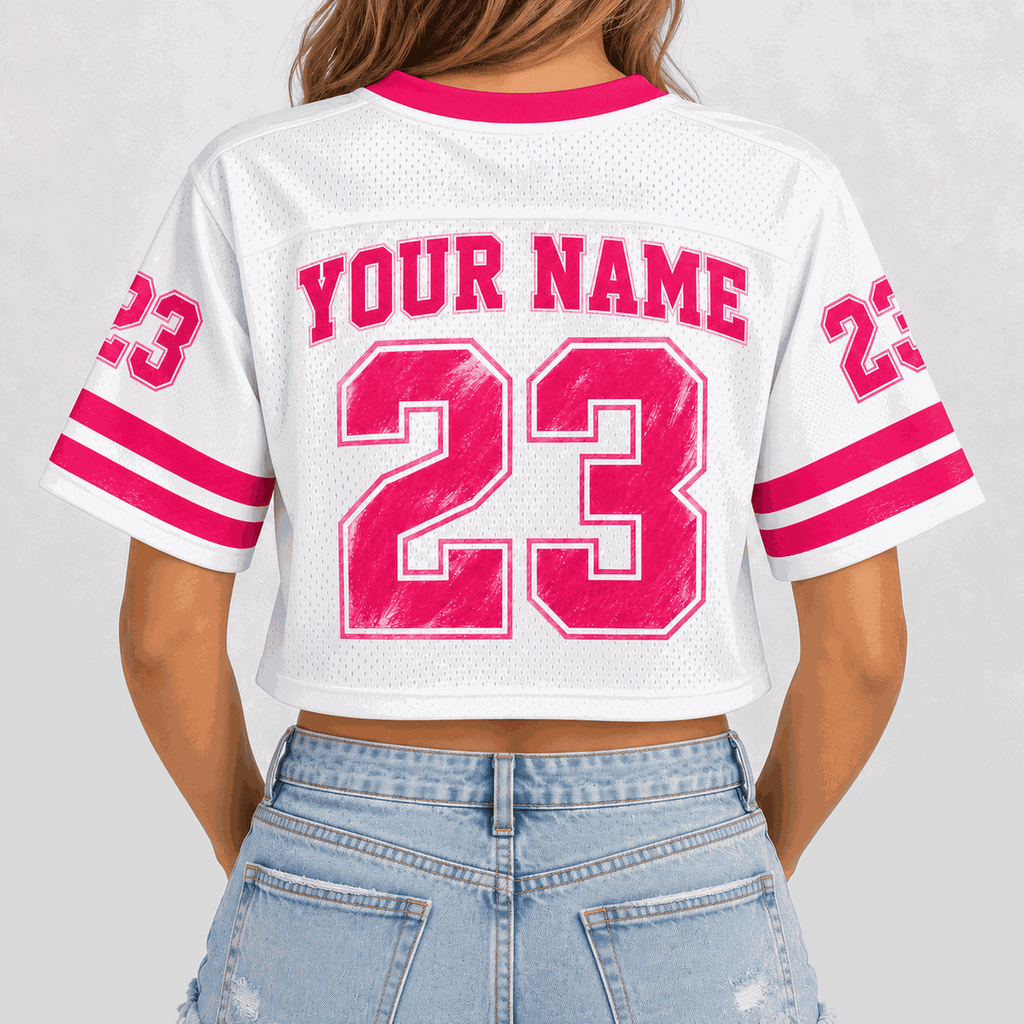 Lotusprint LLC Personalized Bold Crop Top Football Jersey, Custom Team Number Women Jersey